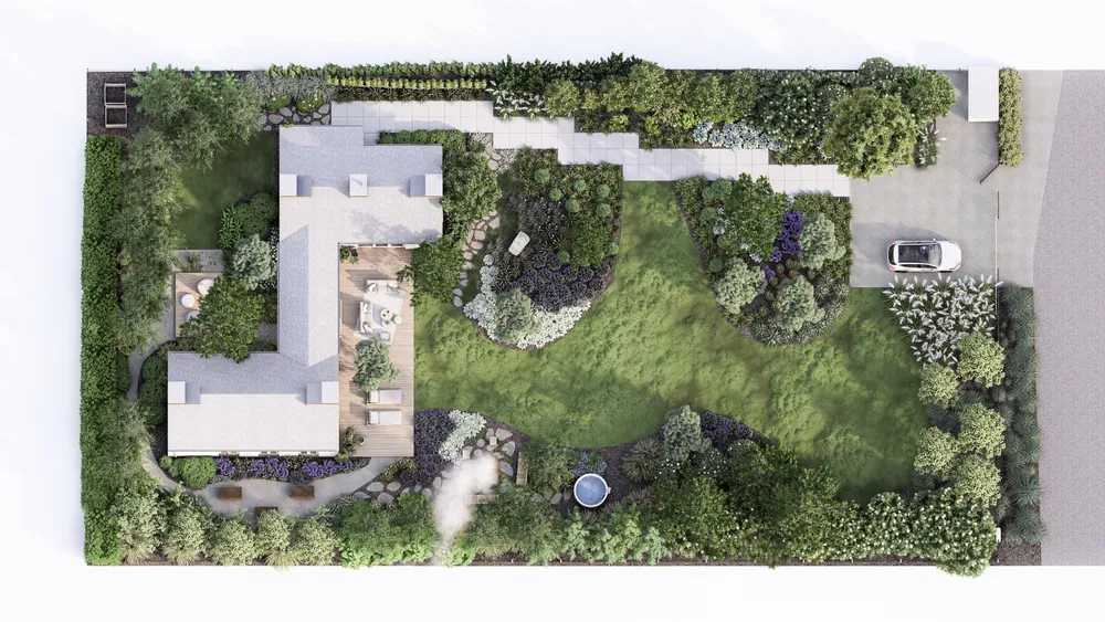 Rysunek koncepcyjny Ogród wypoczynkowy nad morzem