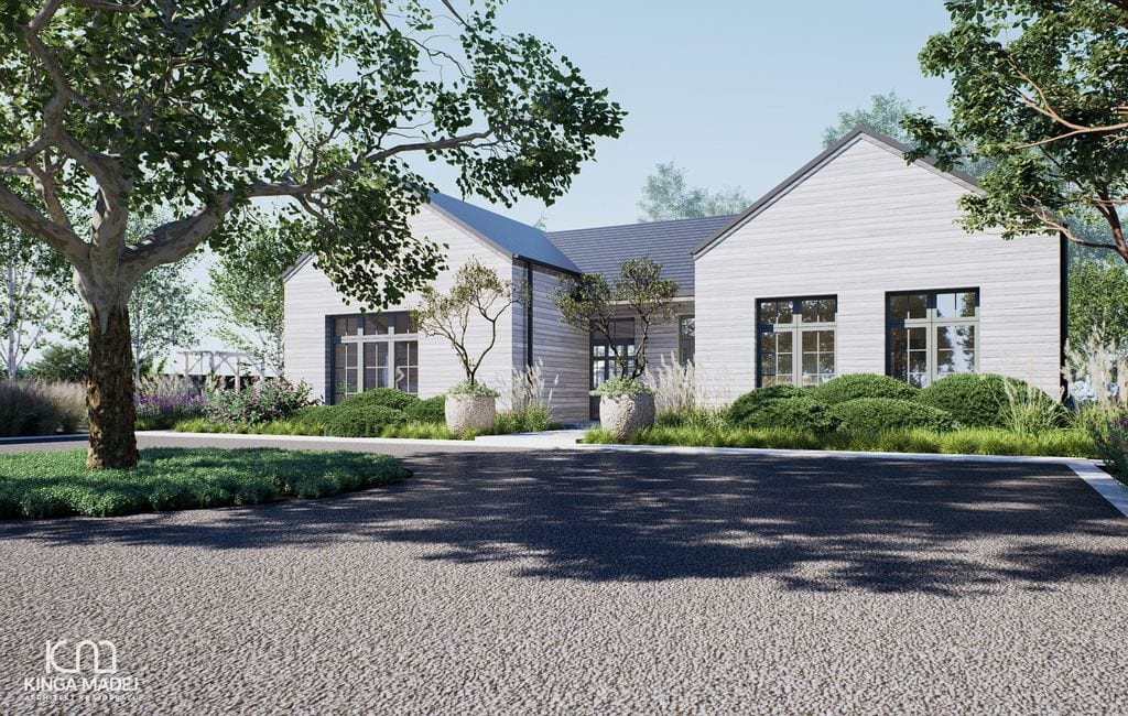 Widok na front i rondo z platanem klonolistnym