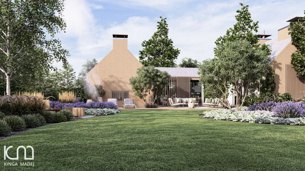 Widok z głównego trawnika