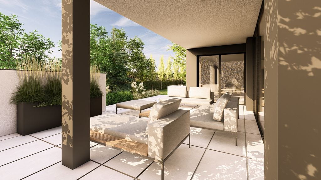 Główny taras wypoczynkowy z wygodnymi meblami